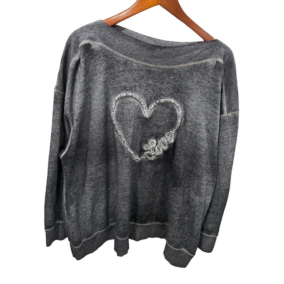 🌙Lane Bryant Charcoal boatneck LOVE graphic sweatshirt size 22/24 GUC - Picture 4 of 8